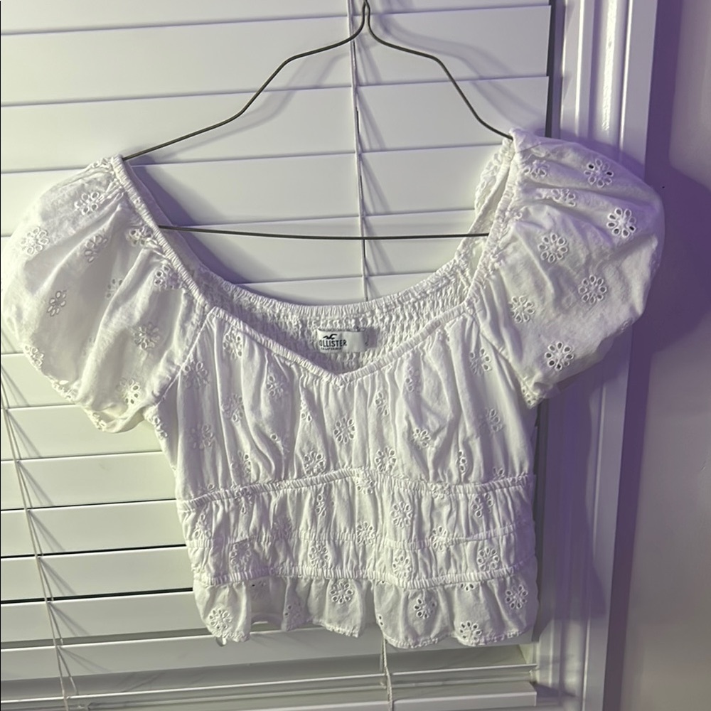 Hollister White Eyelet Top